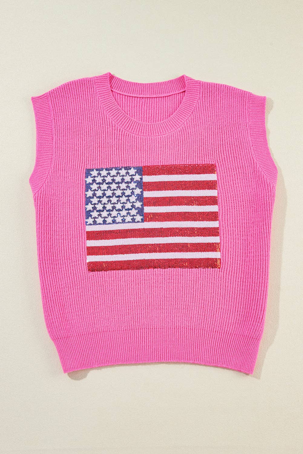 USA Flag Sequin Sweater Tank