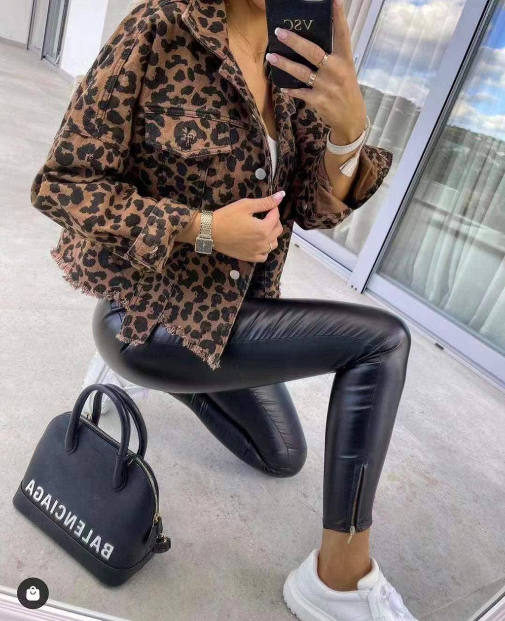 Leopard Denim Jacket