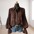 Velvet Vintage Button-Up with Bell Sleeves