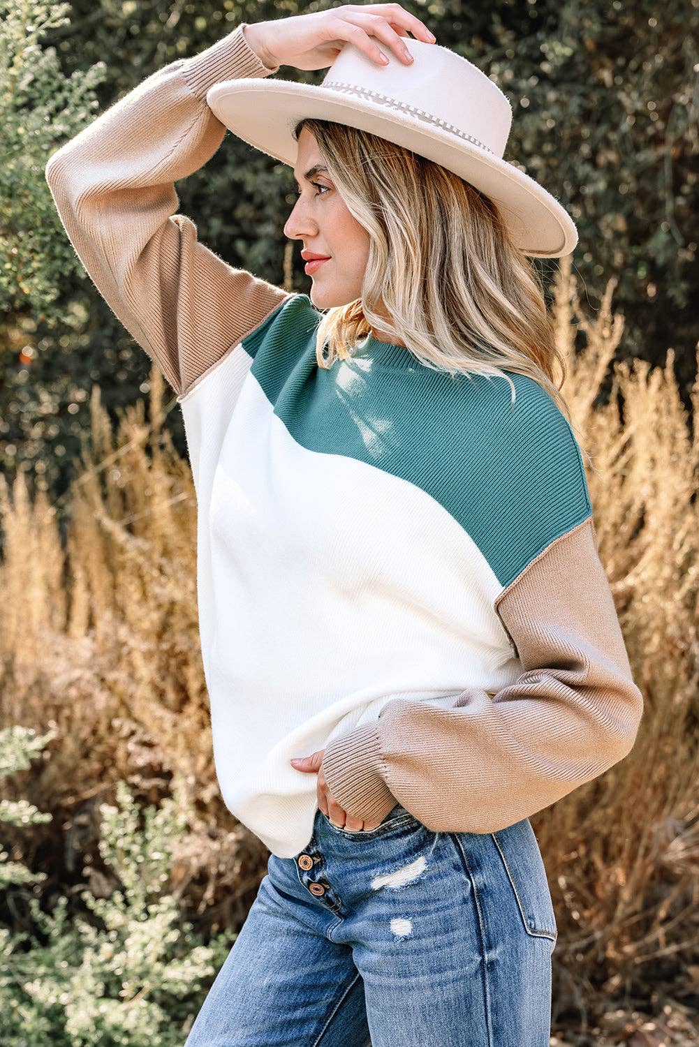 Teal Colorblock Sweater