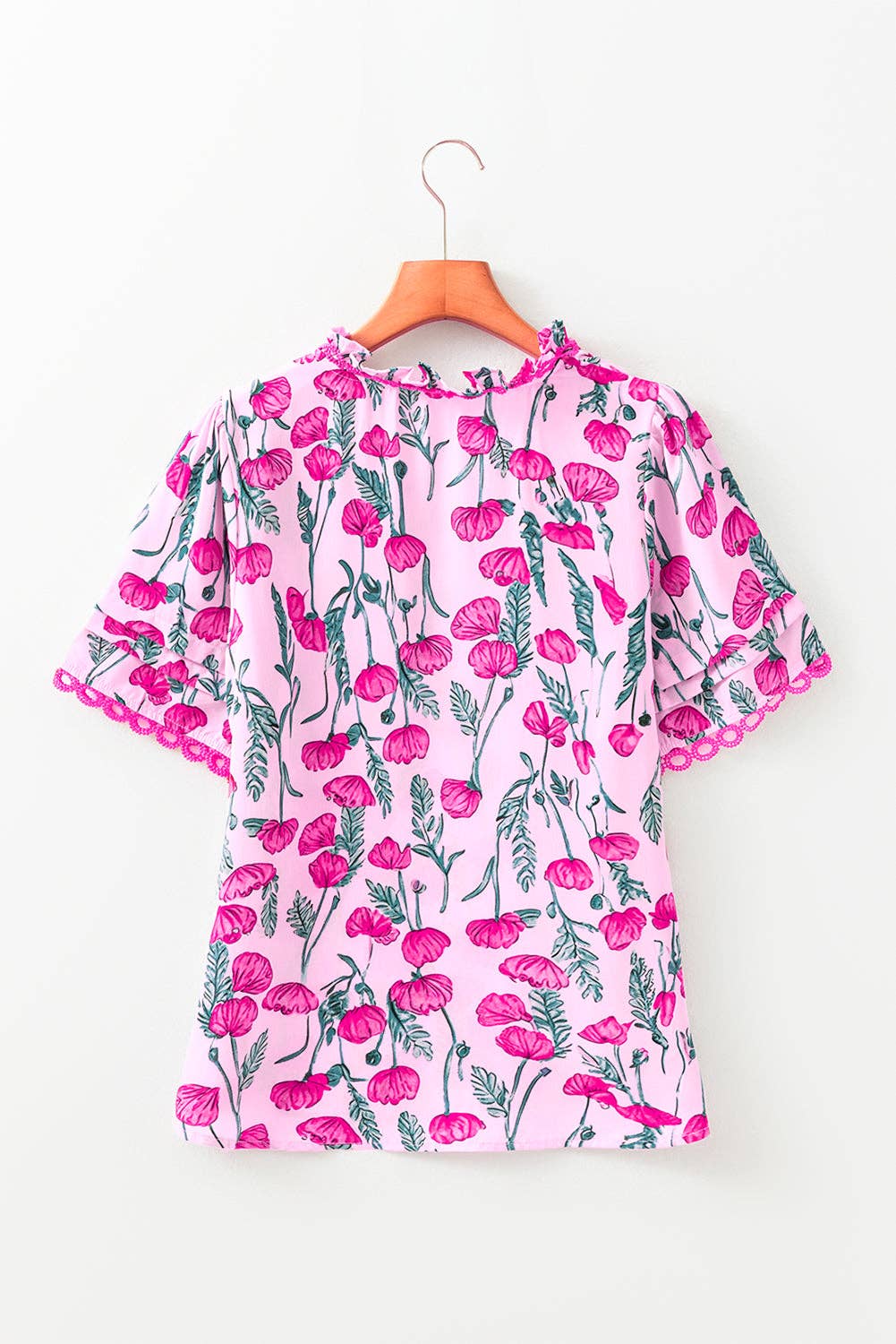 Pink Peony Lace Trimmed Top