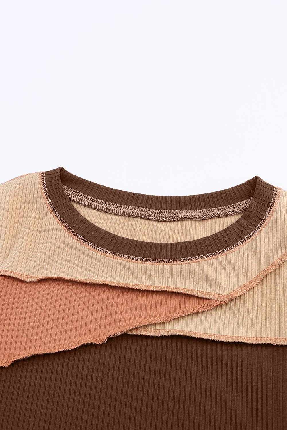 Exposed Seam Ribbed Knit Top