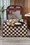Checkered Faux Leather Makeup Bag
