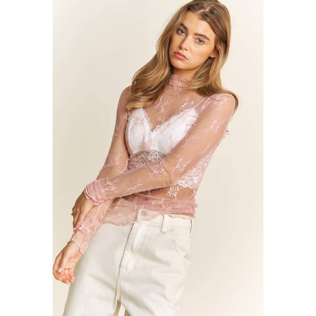 Mock Neck Mesh Tops - MULTIPLE COLORS S-3X
