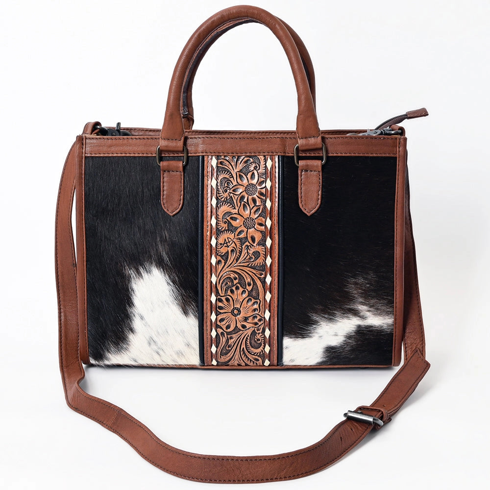 Genuine Leather & Cowhide Tote w/ Concealed Carry Pocket