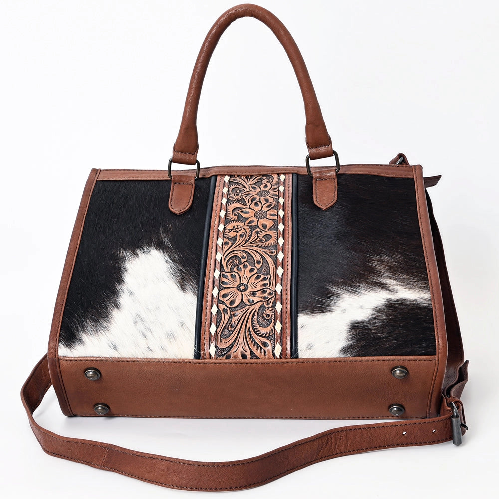 Genuine Leather & Cowhide Tote w/ Concealed Carry Pocket