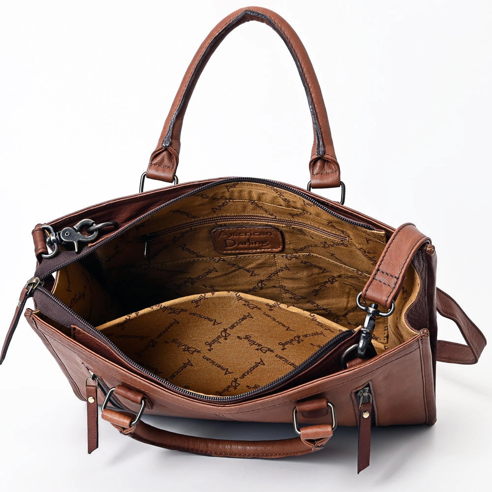 Genuine Leather & Cowhide Tote w/ Concealed Carry Pocket