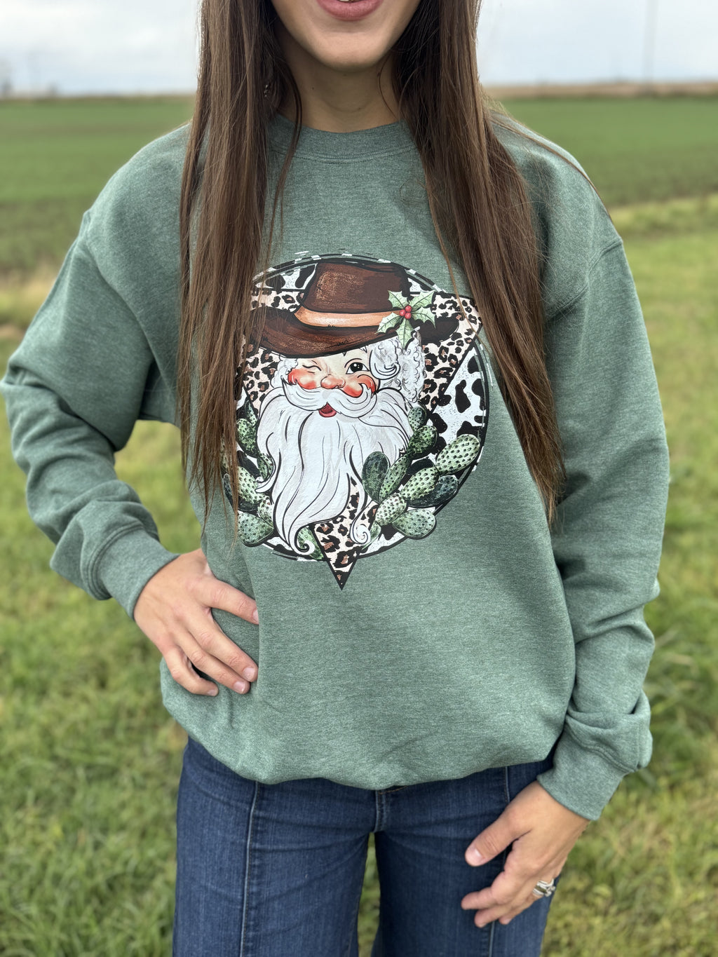 Western Santa Sweatshirt or Tee