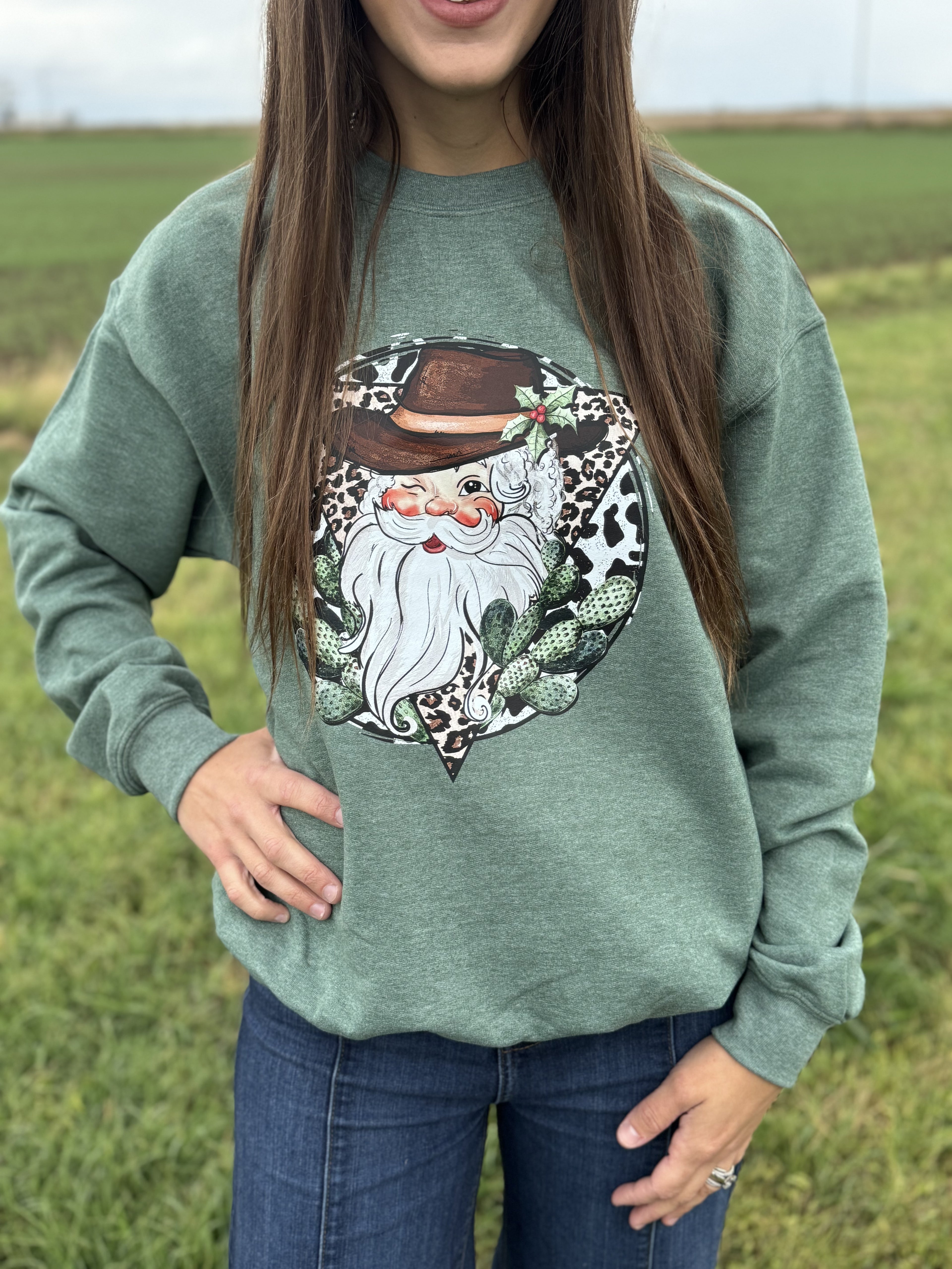 Western Santa Sweatshirt or Tee