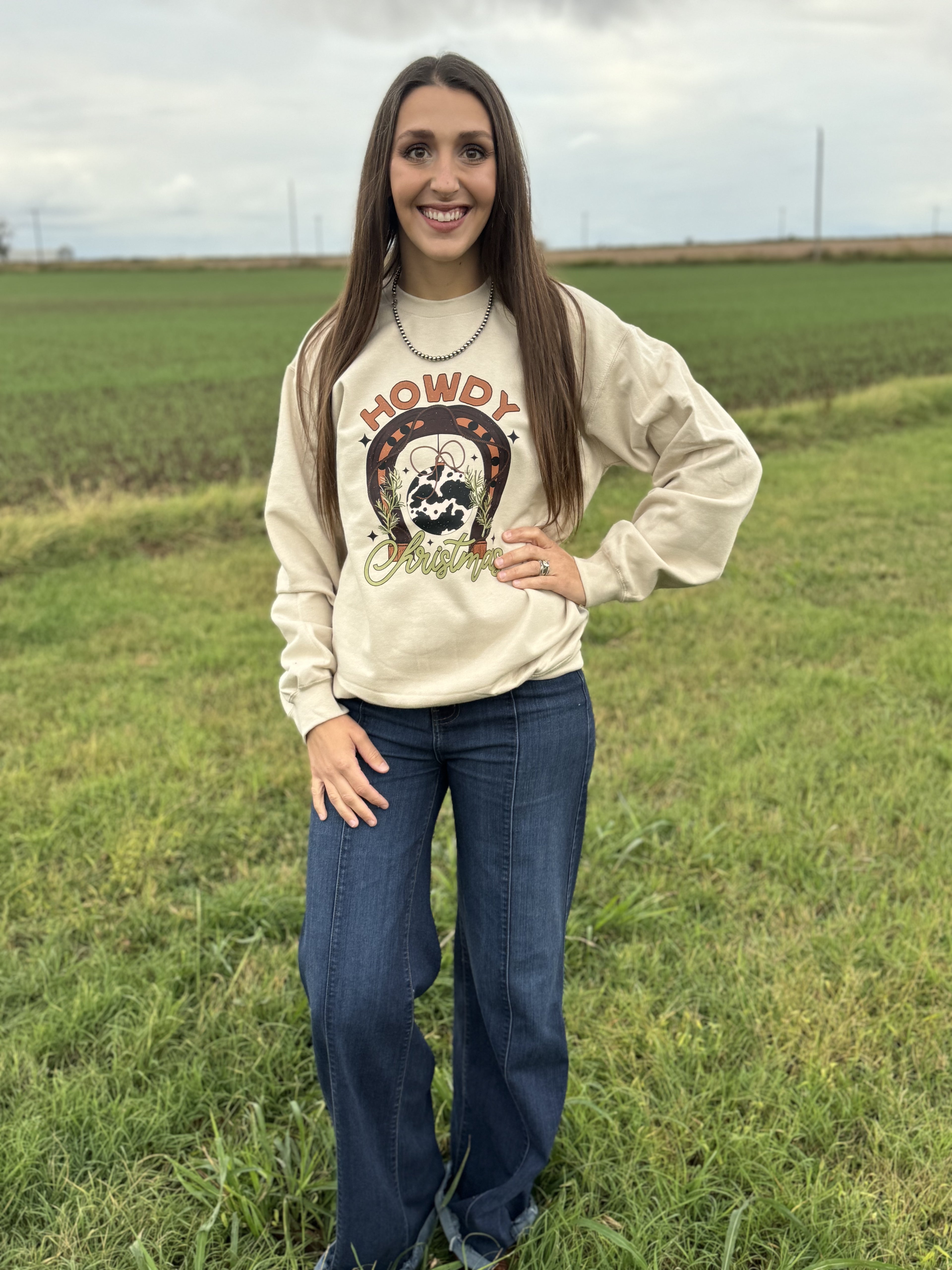 Howdy Christmas Horseshoe Crewneck