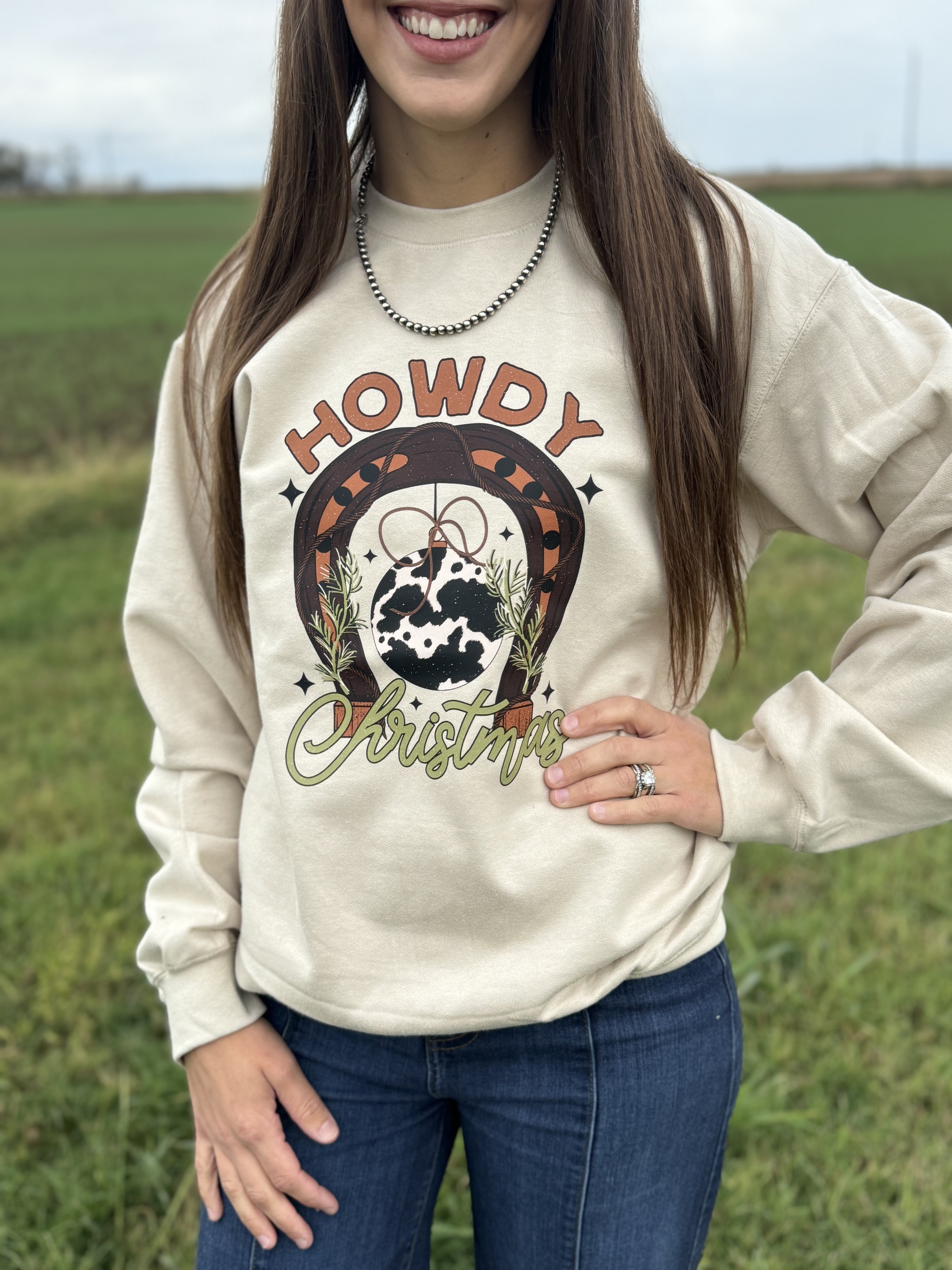 Howdy Christmas Horseshoe Crewneck
