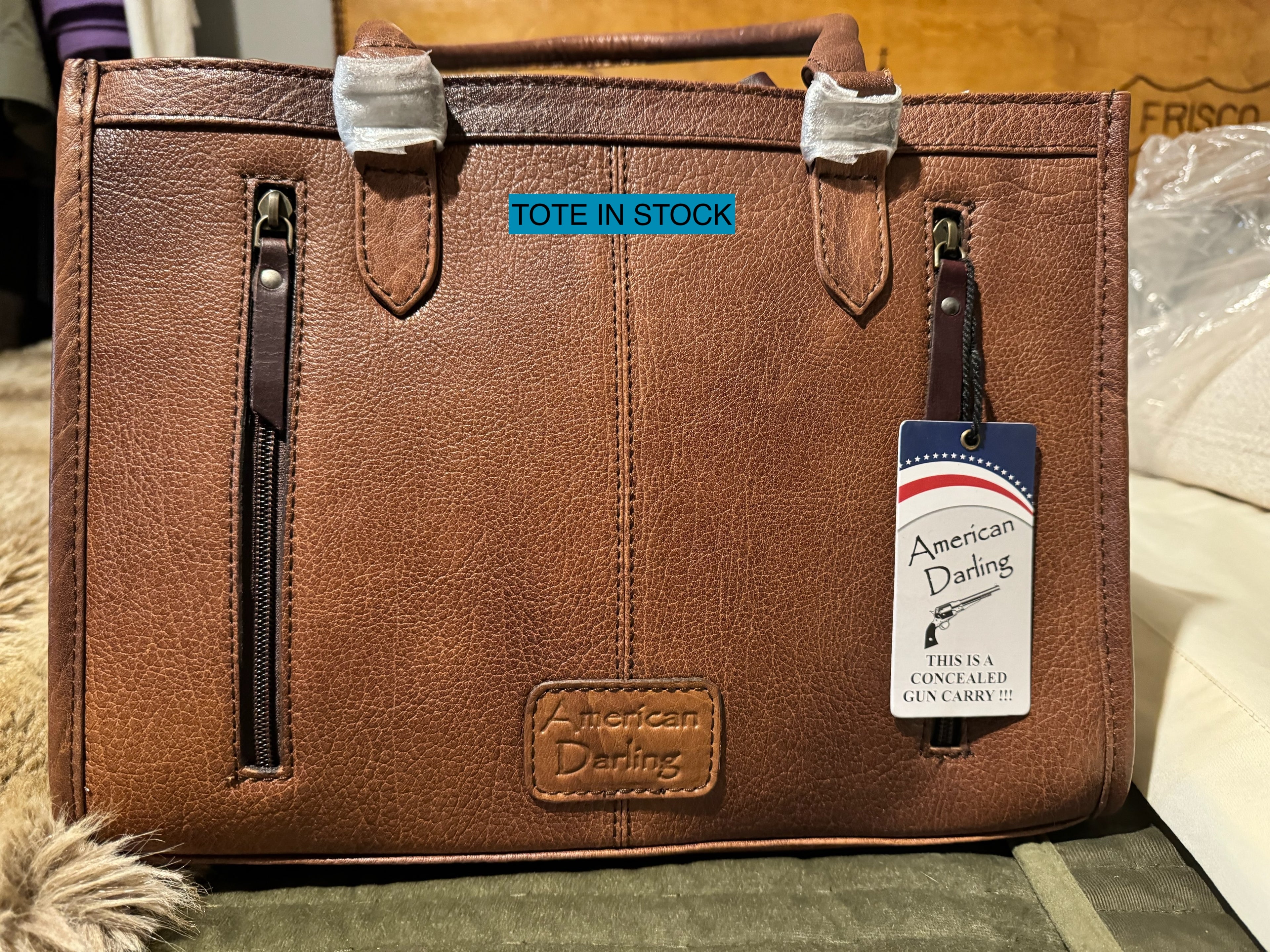 Genuine Leather & Cowhide Tote w/ Concealed Carry Pocket