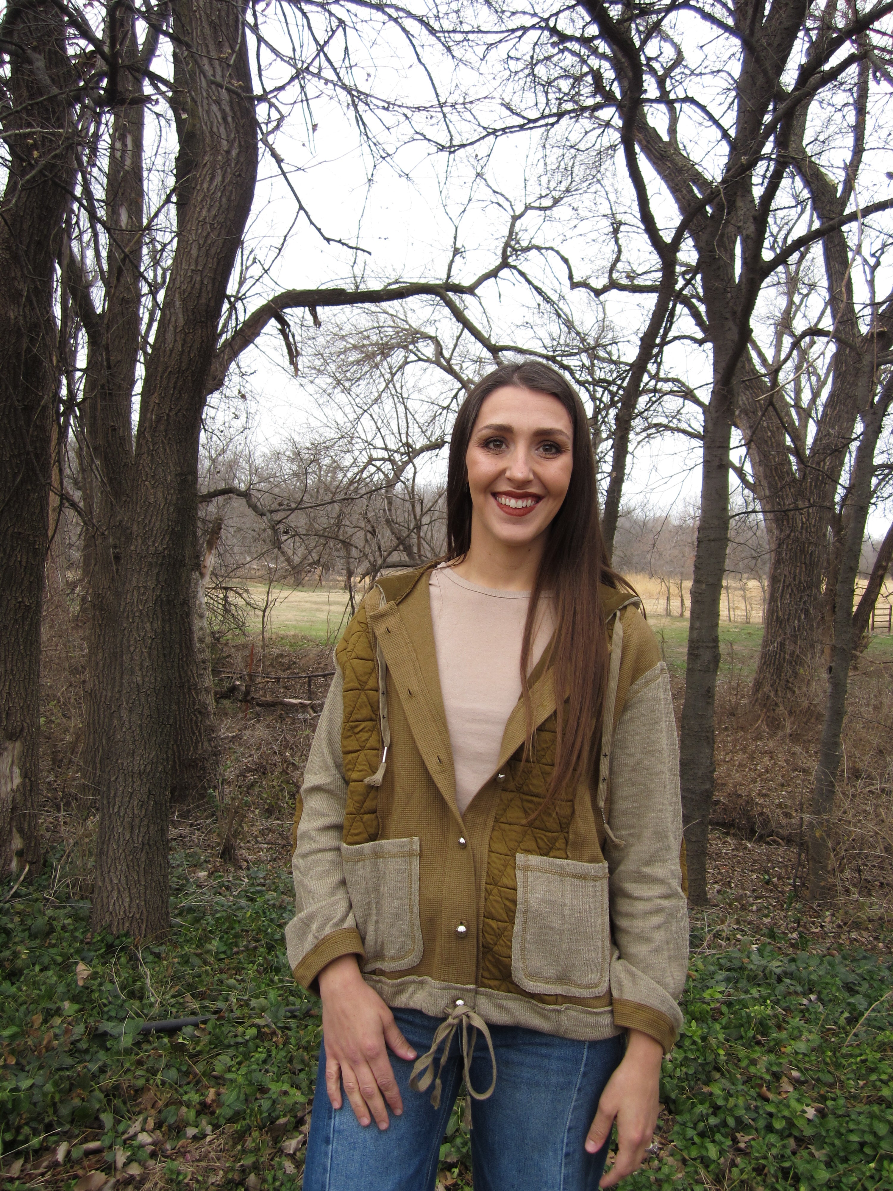 Quilted Patchwork Hooded Jacket