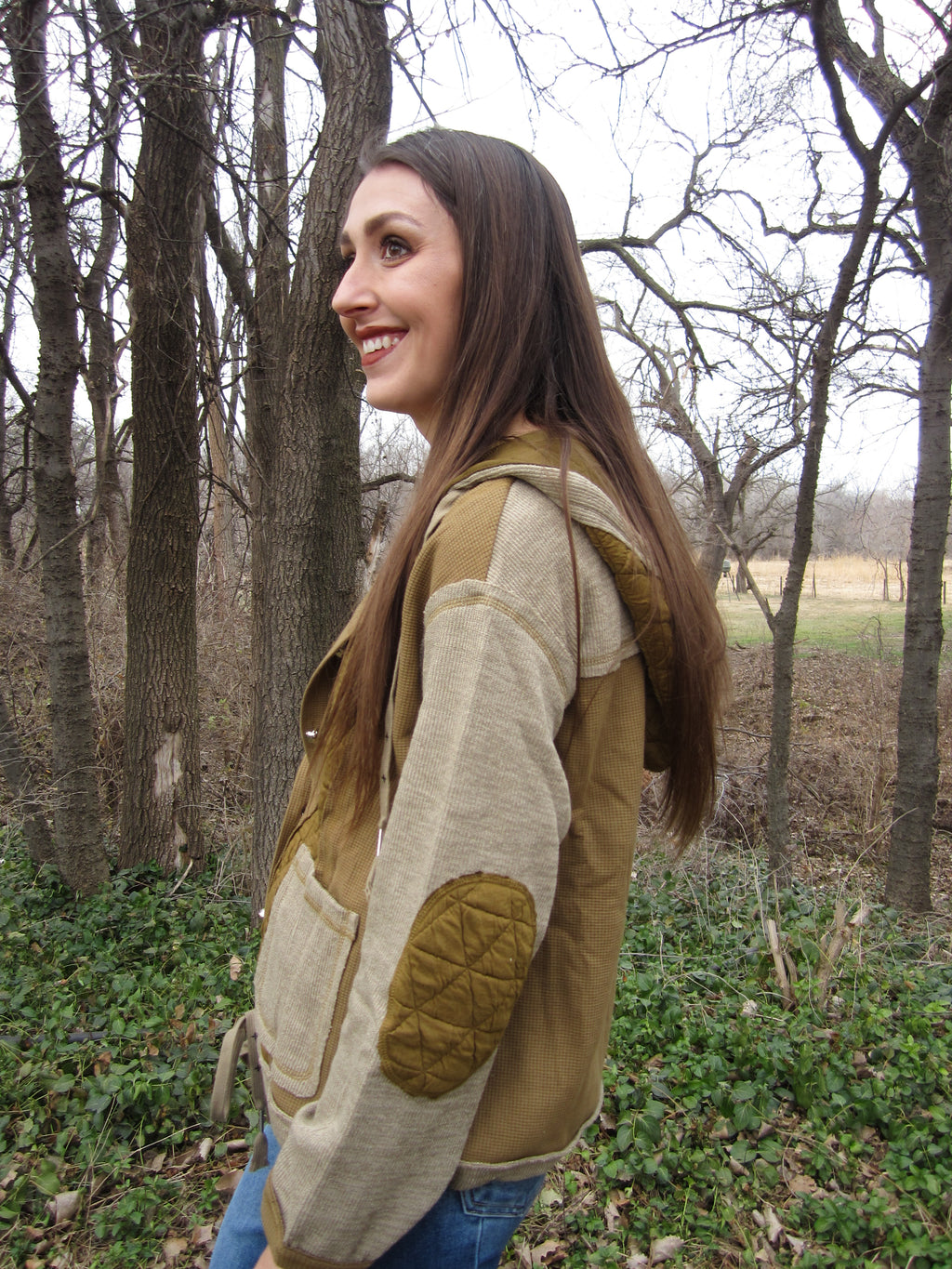 Quilted Patchwork Hooded Jacket