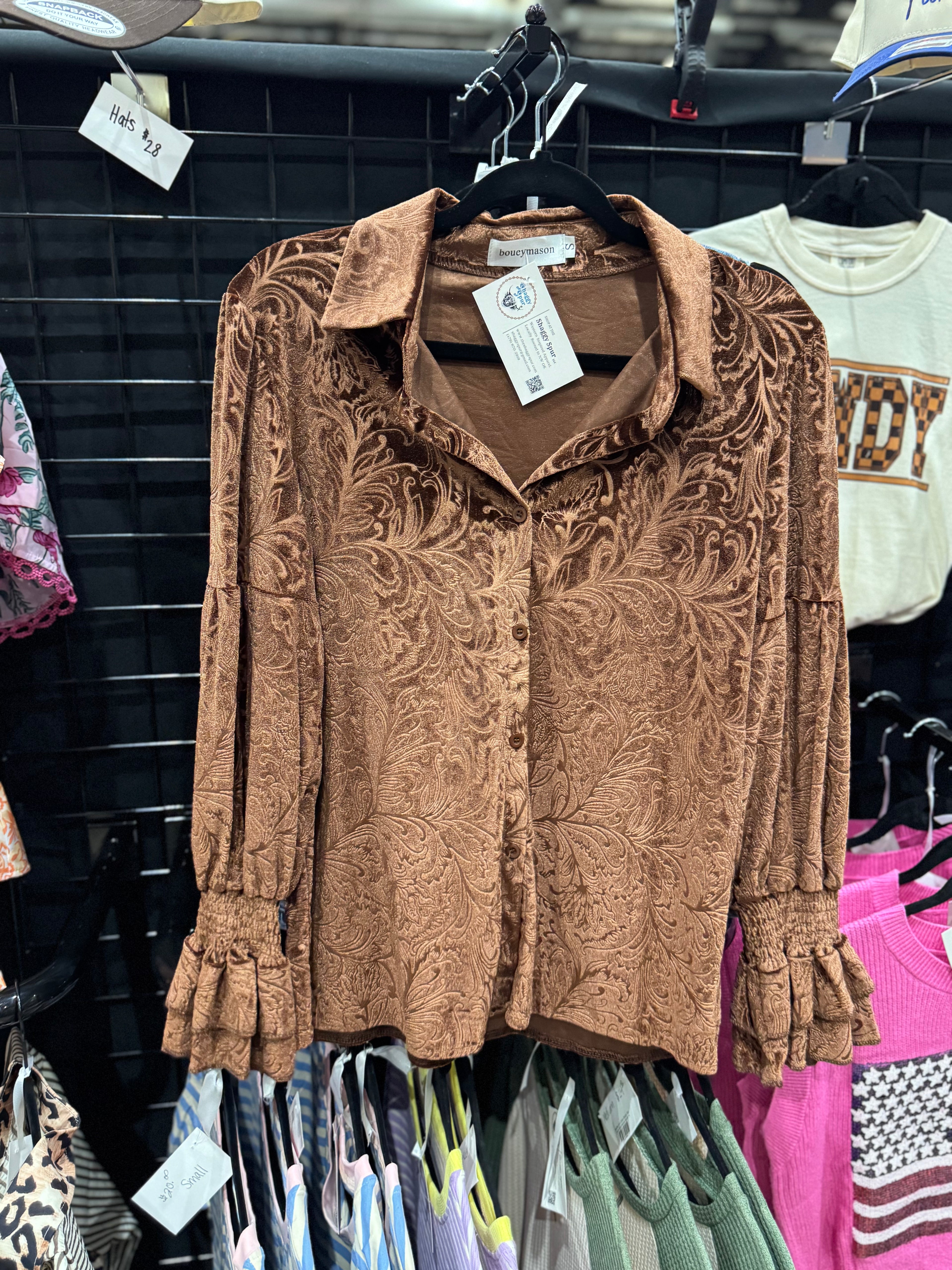 Velvet Vintage Button-Up with Bell Sleeves