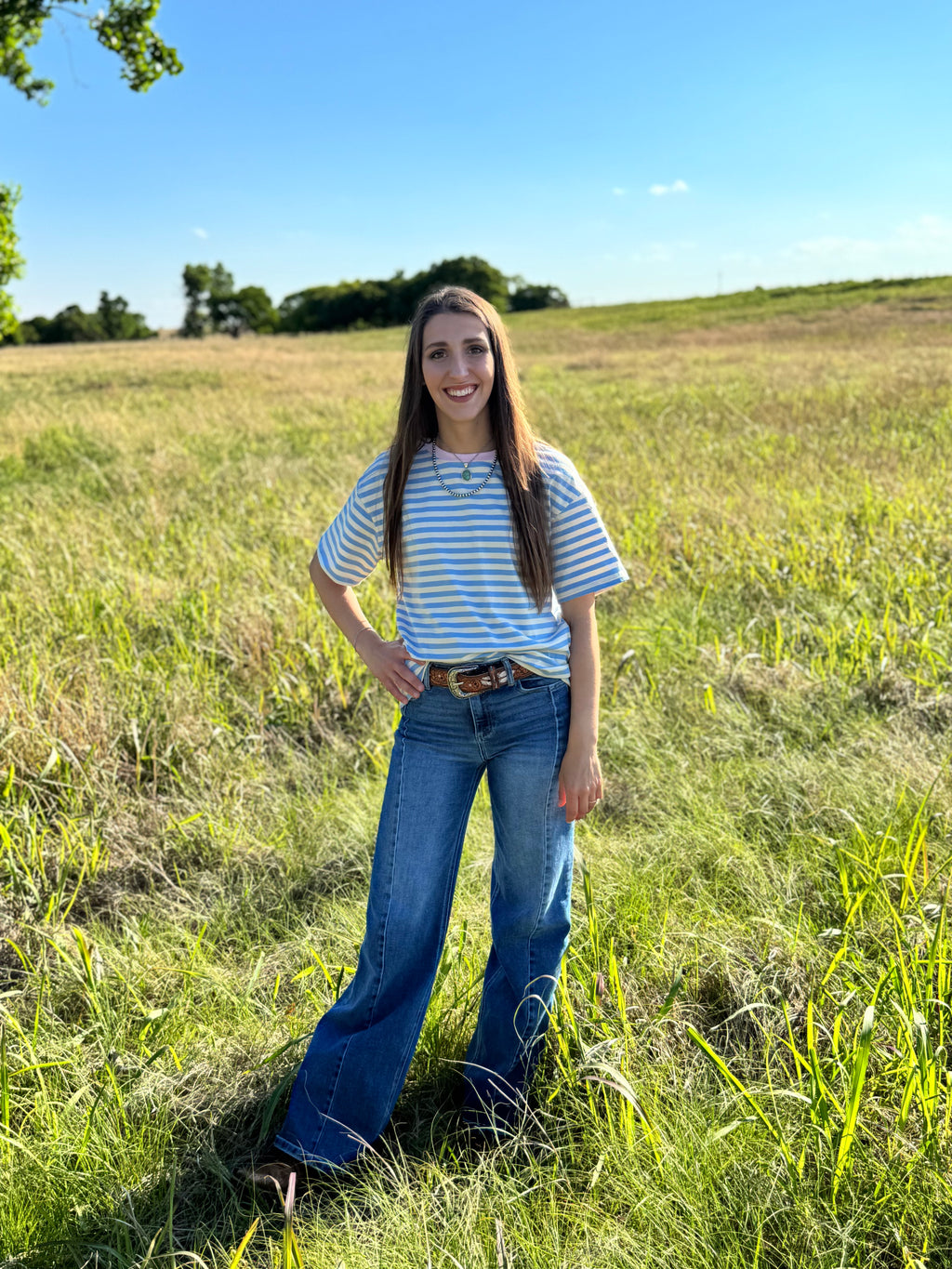 Blue & Pink Striped STAPLE Tee