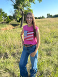 USA Flag Sequin Sweater Tank