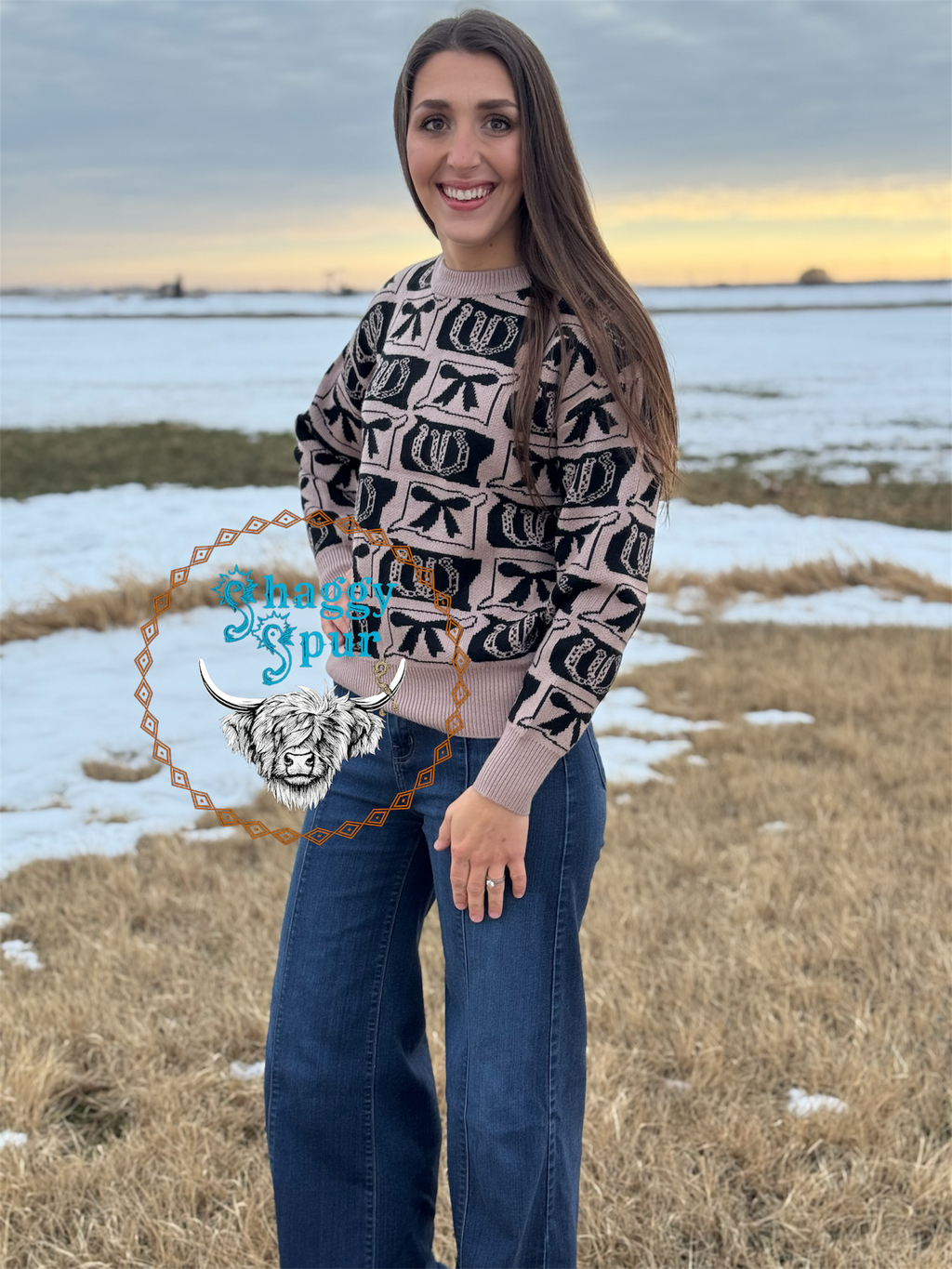 Bows & Horseshoes Loose Sweater