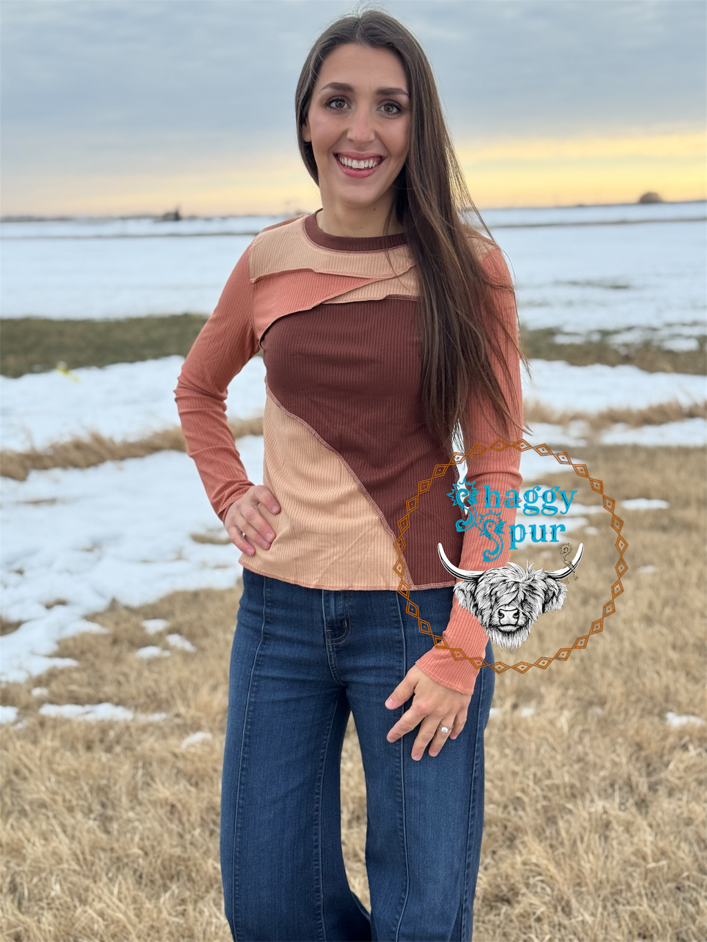 Exposed Seam Ribbed Knit Top