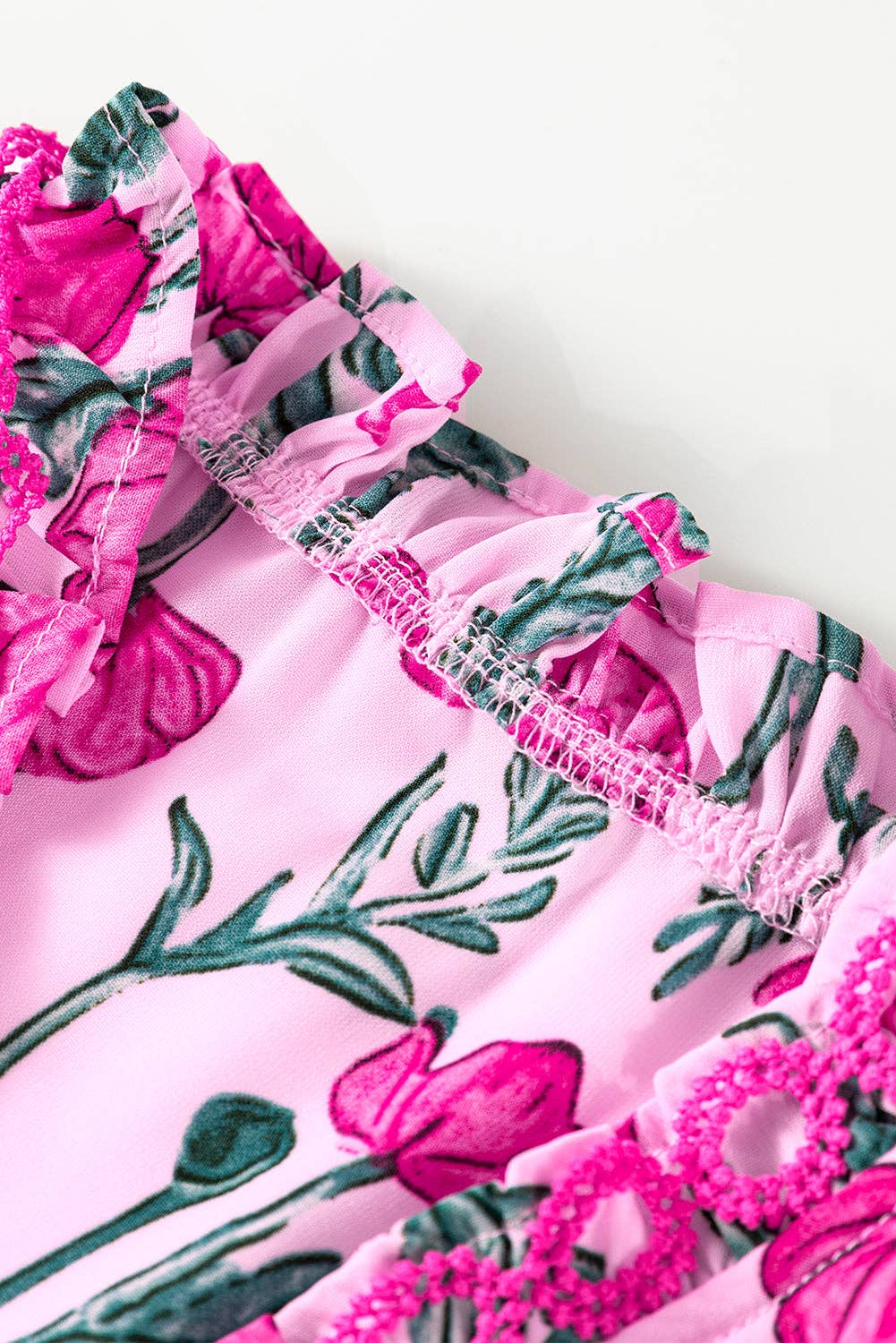 Pink Peony Lace Trimmed Top