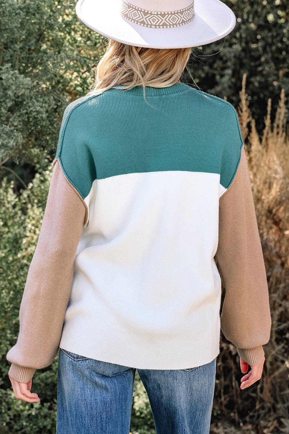 Teal Colorblock Sweater