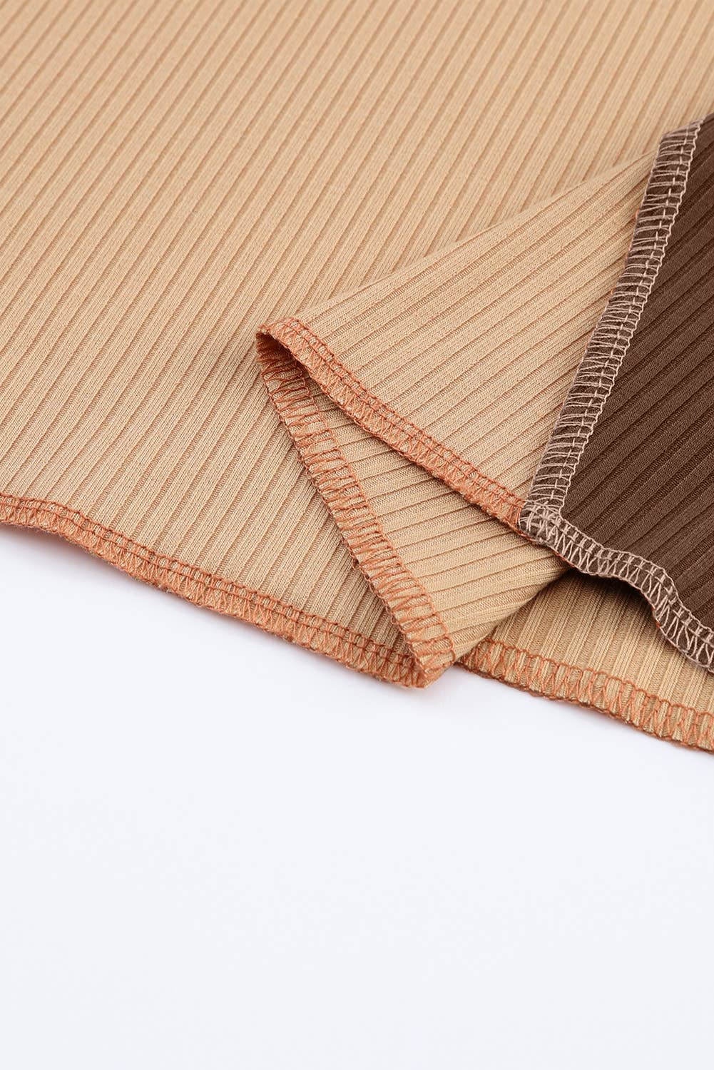 Exposed Seam Ribbed Knit Top